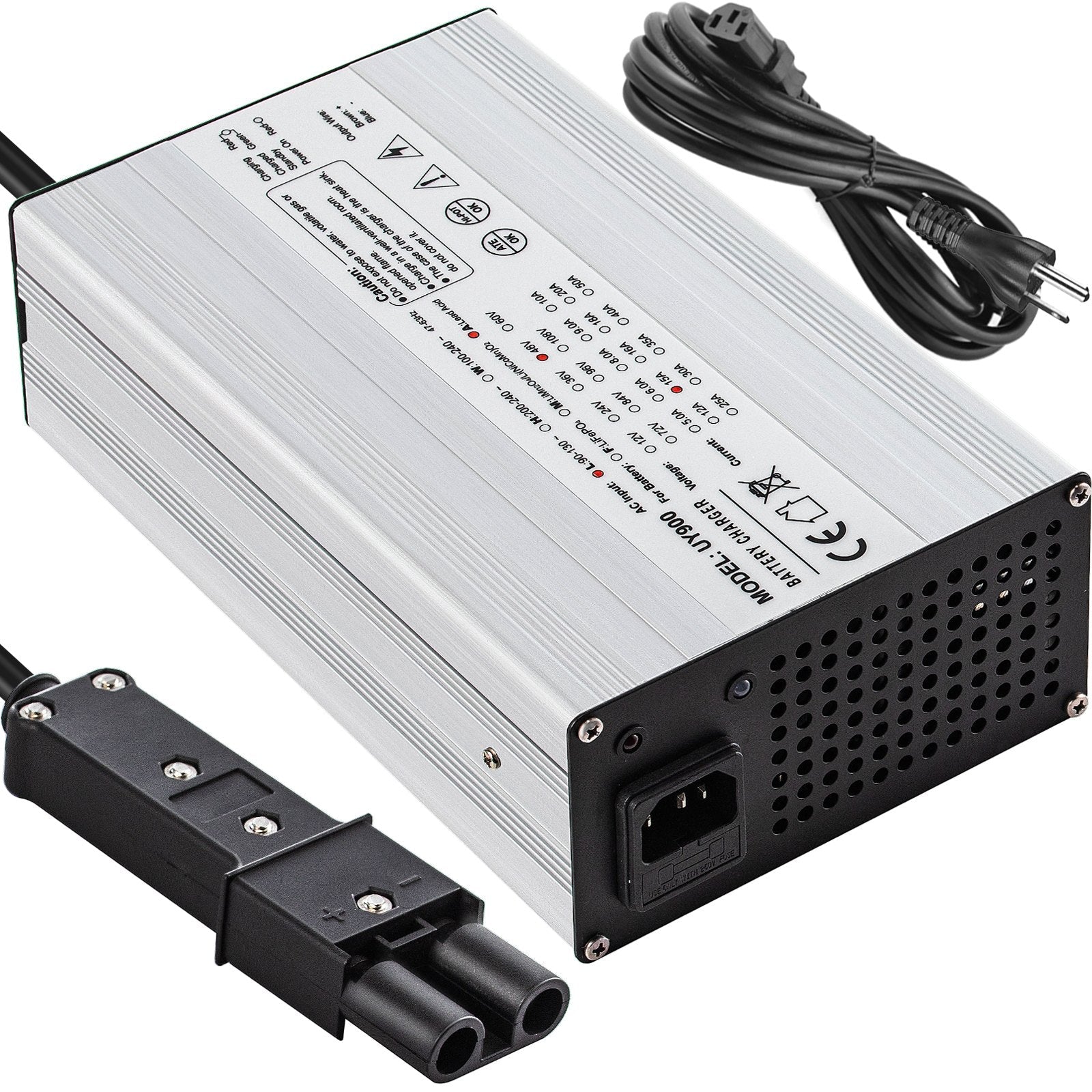 VEVOR Golf Cart Battery Charger 36V Club Car Charger 18A Golf Cart Electric Charger Splayed Plug / LED Club Car Battery Charger Aluminum Shell Power Wise Golf Cart Battery Charger for Ez Go Yamaha 
