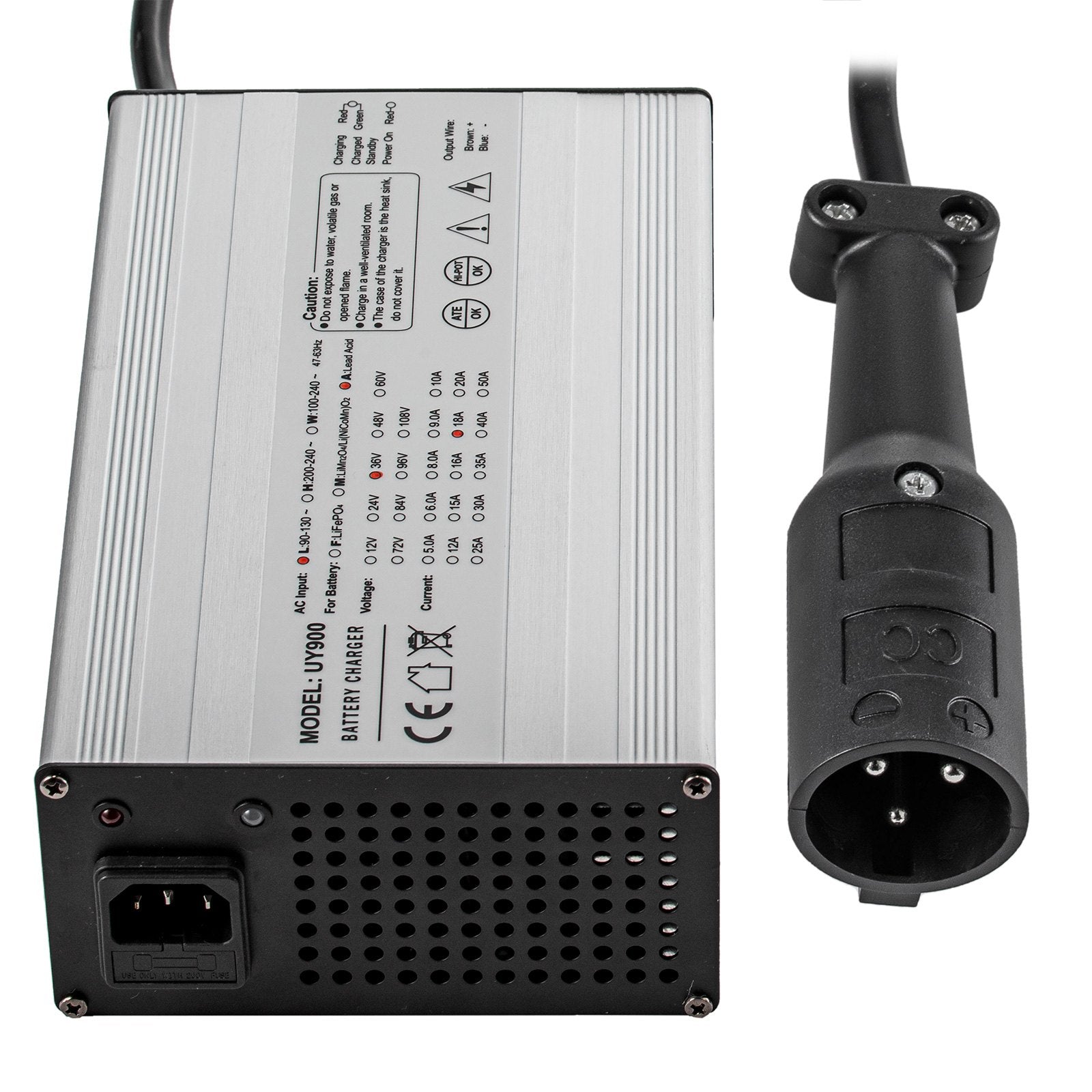 VEVOR Golf Cart Battery Charger 48V Club Car Charger 15A Golf Cart Electric Charger 3 Pin Plug Round / LED Club Car Battery Charger Aluminum Shell Power Wise Golf Cart Battery Charger for Ez Go Yamaha 