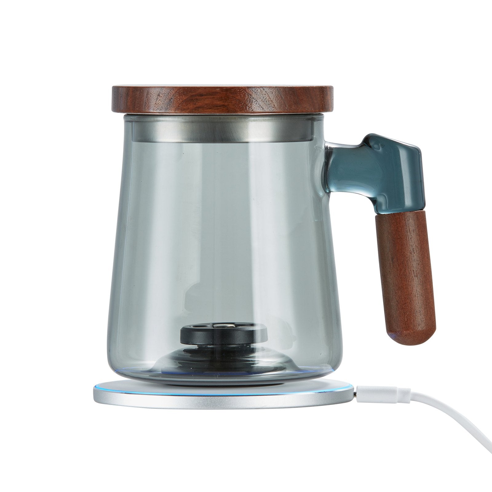 VEVOR Hydrogen Water Cup, 400 ml / 14.1 oz Hydrogen Generator, SPE Technology Portable Hydrogen Water Ionizer Machine with Wireless Charging Base, Hydrogen Rich Water Bottle Glass Health Cup 