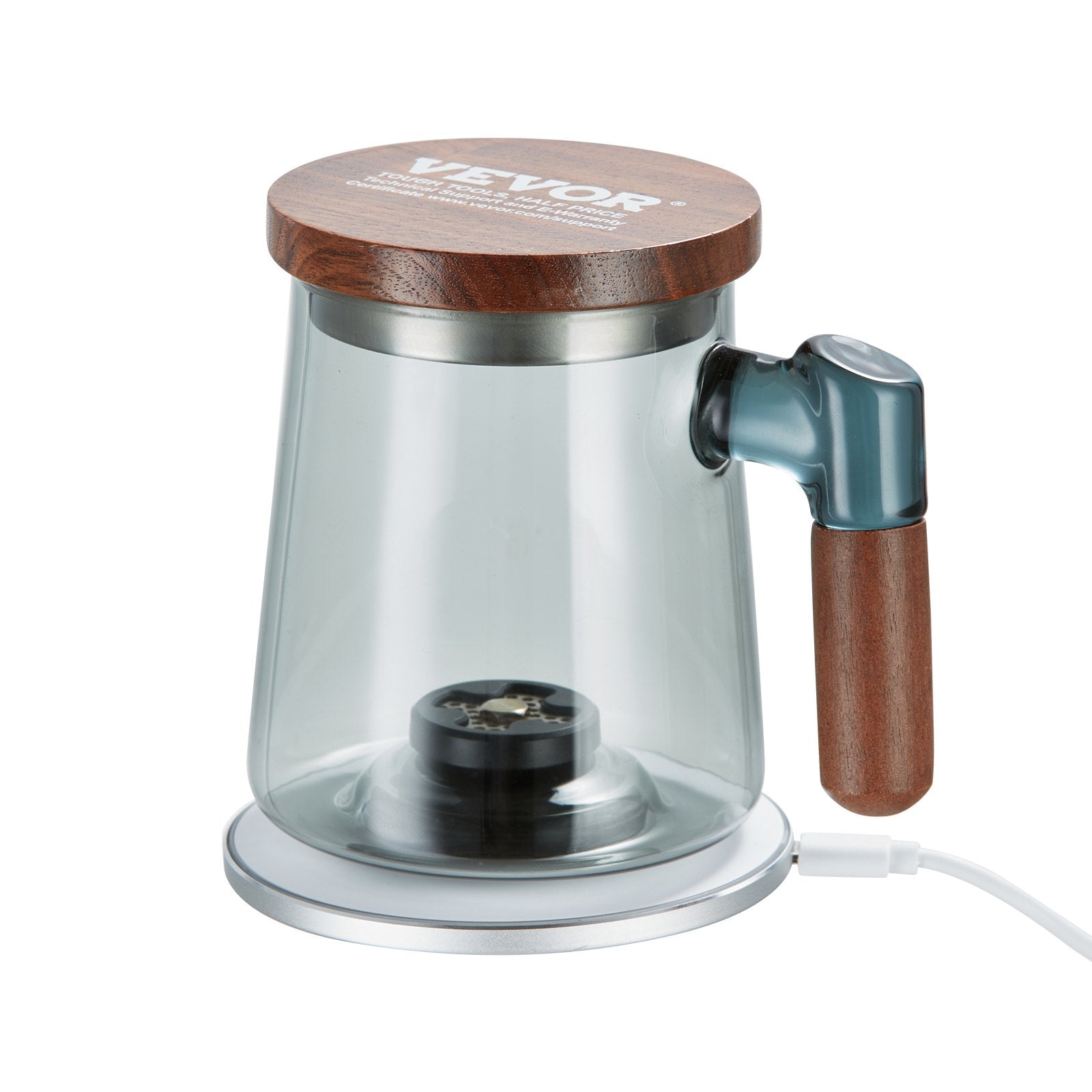 VEVOR Hydrogen Water Cup, 400 ml / 14.1 oz Hydrogen Generator, SPE Technology Portable Hydrogen Water Ionizer Machine with Wireless Charging Base, Hydrogen Rich Water Bottle Glass Health Cup 