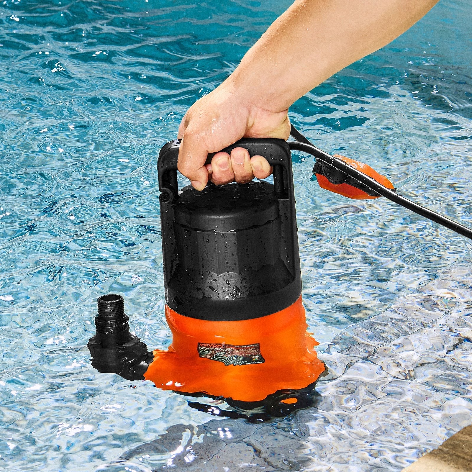 VEVOR Utility Pump, 1 HP, 4000 GPH High Flow, 31 ft Head, Sump Pump Submersible Water Pump Portable Utility Pump with 10 ft Long Power Cord for Draining Water from Swimming Pool Garden Pond Basement 