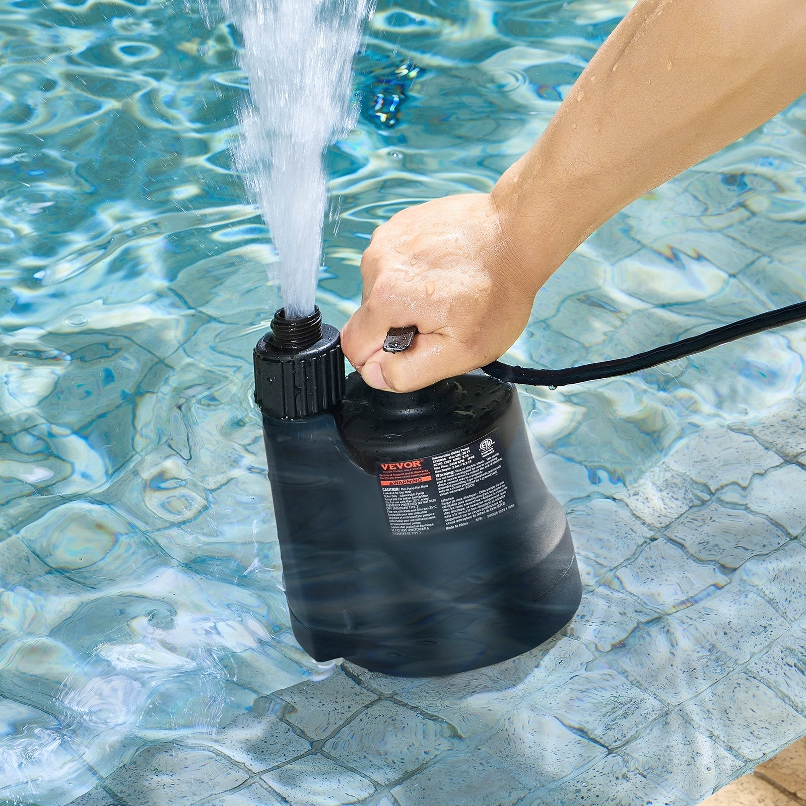 VEVOR Utility Pump, 1/3 HP, 2450 GPH High Flow, 30 ft Head, Sump Pump Submersible Water Pump Portable Utility Pump with 10 ft Long Power Cord for Draining Water from Swimming Pool Garden Pond Basement 