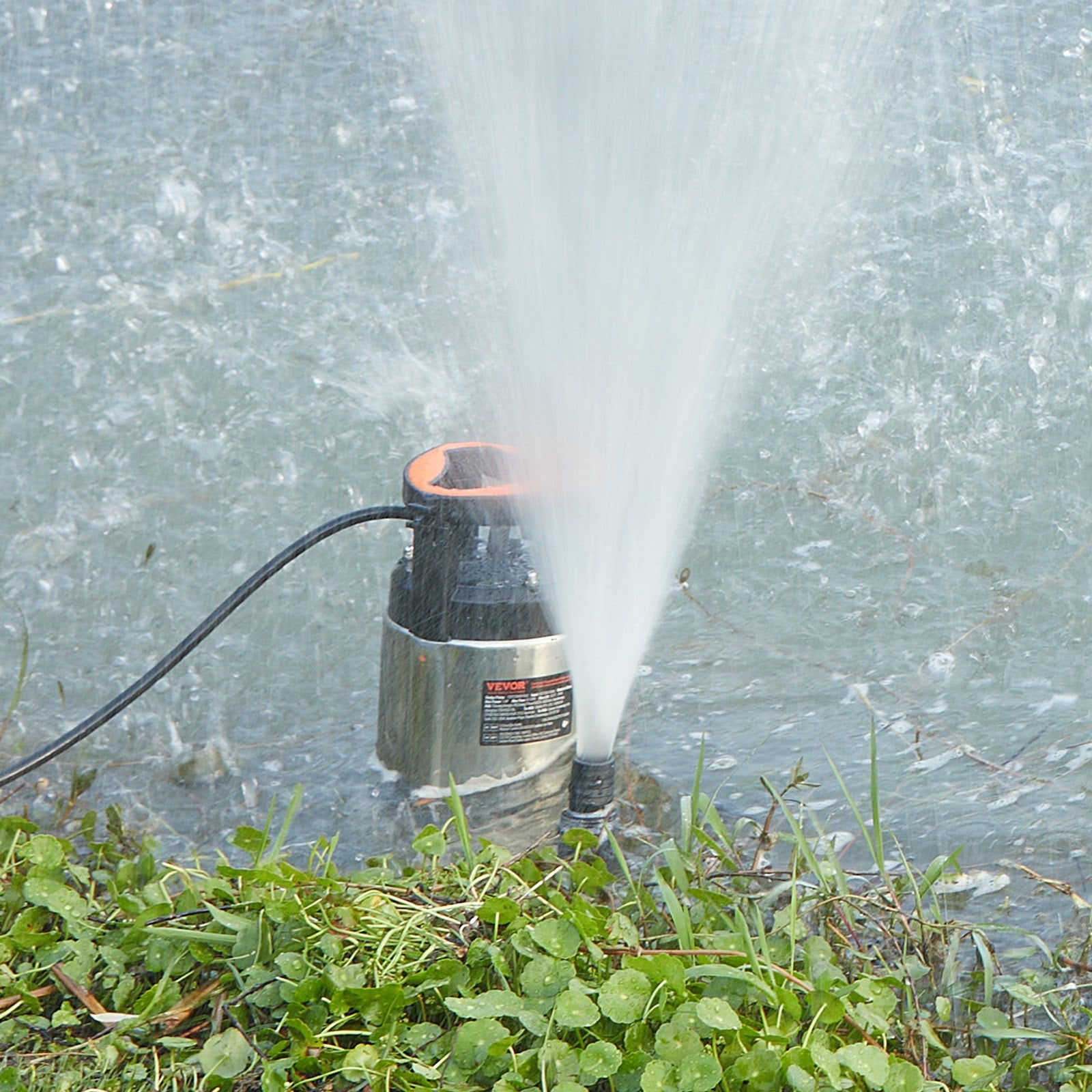 VEVOR 1HP Sump Pump, 4020GPH, 30FT Lift Stainless Steel Submersible Sludge Pump with 26FT Power Cord Automatic ON/OFF Float Switch, Drain Clean/Dirty Water for Basement Flood Pool Pond Garden Hot Tub 