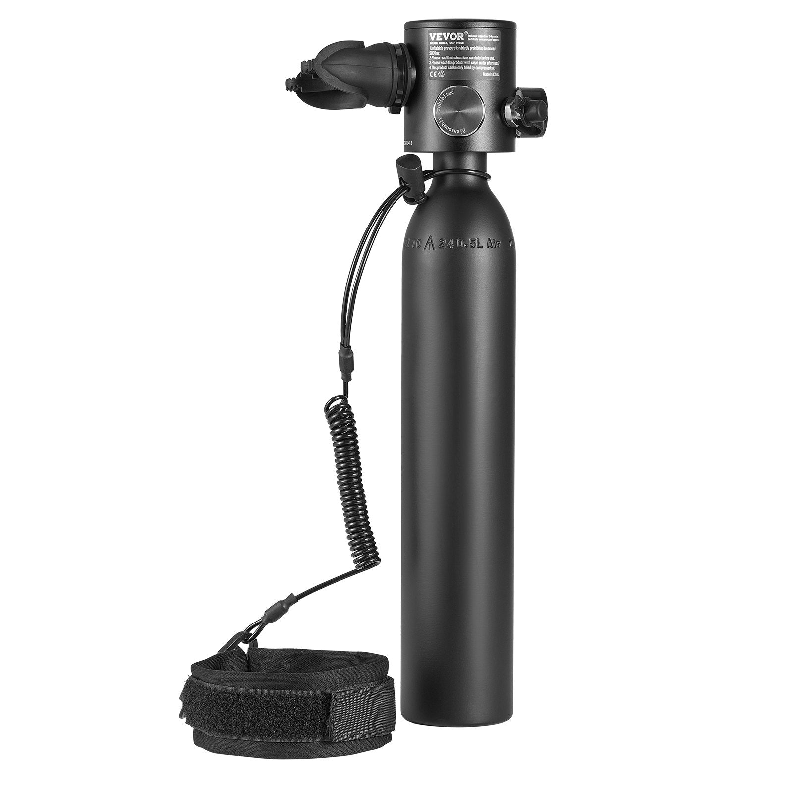 VEVOR 0.5L Scuba Tank 98.43 ft Diving Depth Lung Tank with Pump for Exploration 