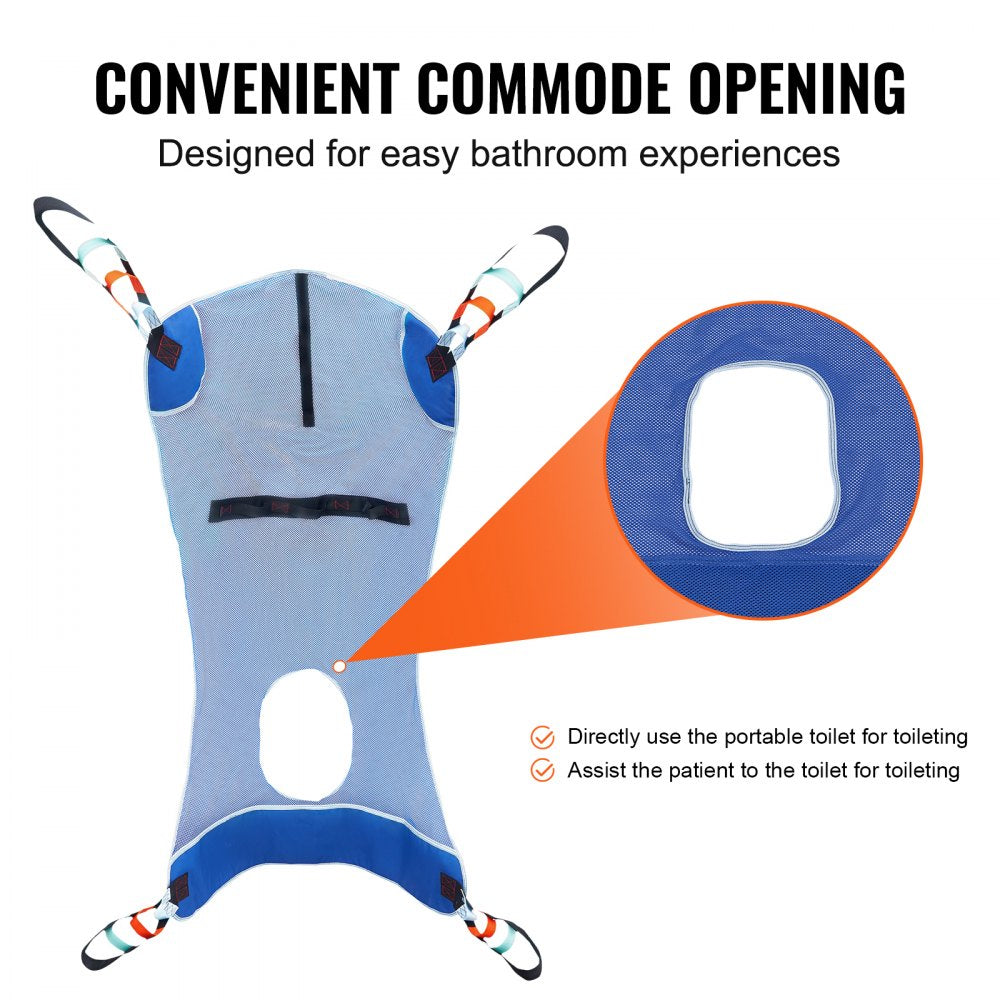 VEVOR Full Body Patient Lift Sling with Commode Opening Medical Aid Sling L-Size 