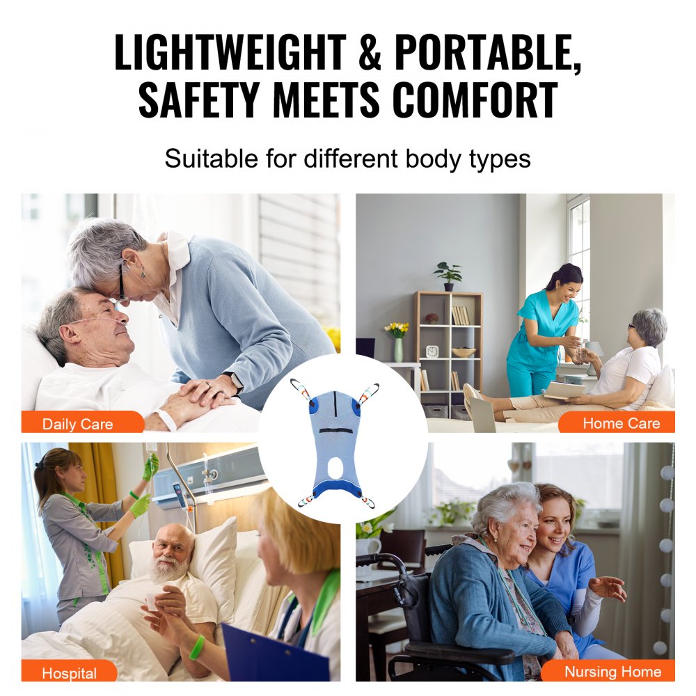 VEVOR Full Body Patient Lift Sling with Commode Opening Medical Aid Sling L-Size 