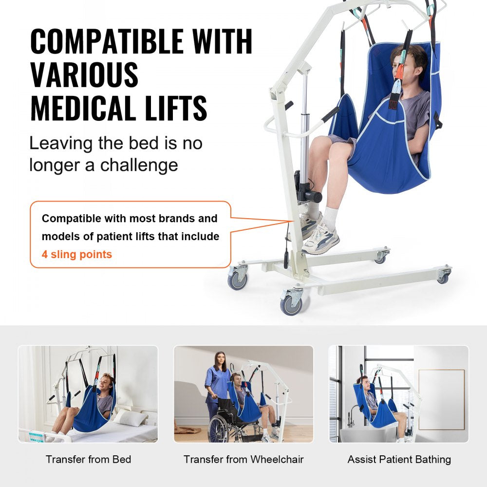 VEVOR Patient Lift Sling with Head Support Medium-Size U Shape Divided Leg Sling 