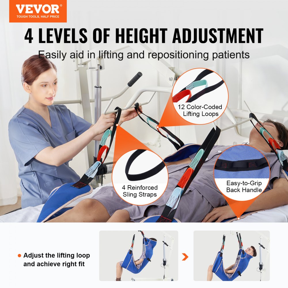 VEVOR Universal Full Body Patient Lift Sling Medium Transfer Sling 500LB Loads 