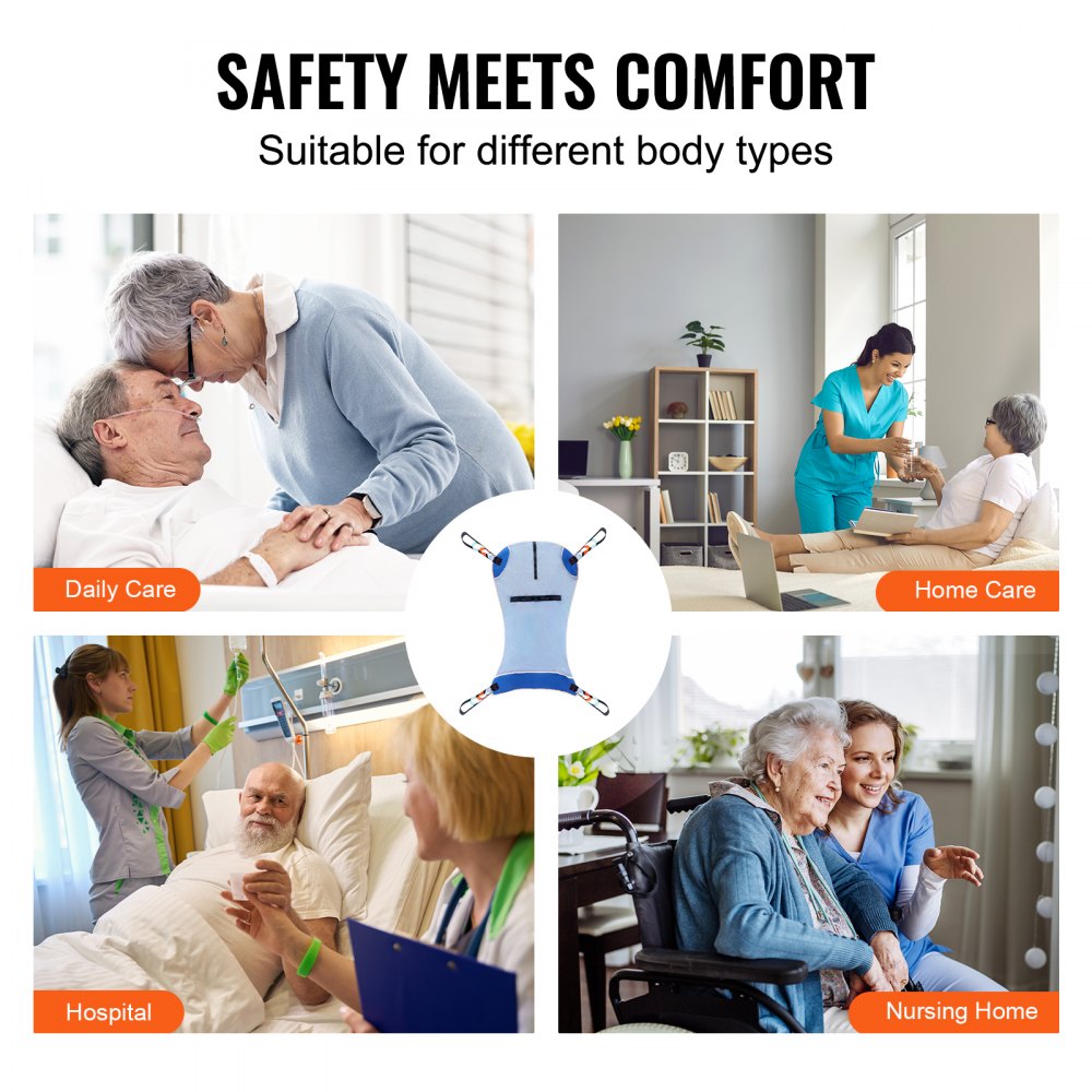 VEVOR Universal Full Body Patient Lift Sling Medium Transfer Sling 500LB Loads 