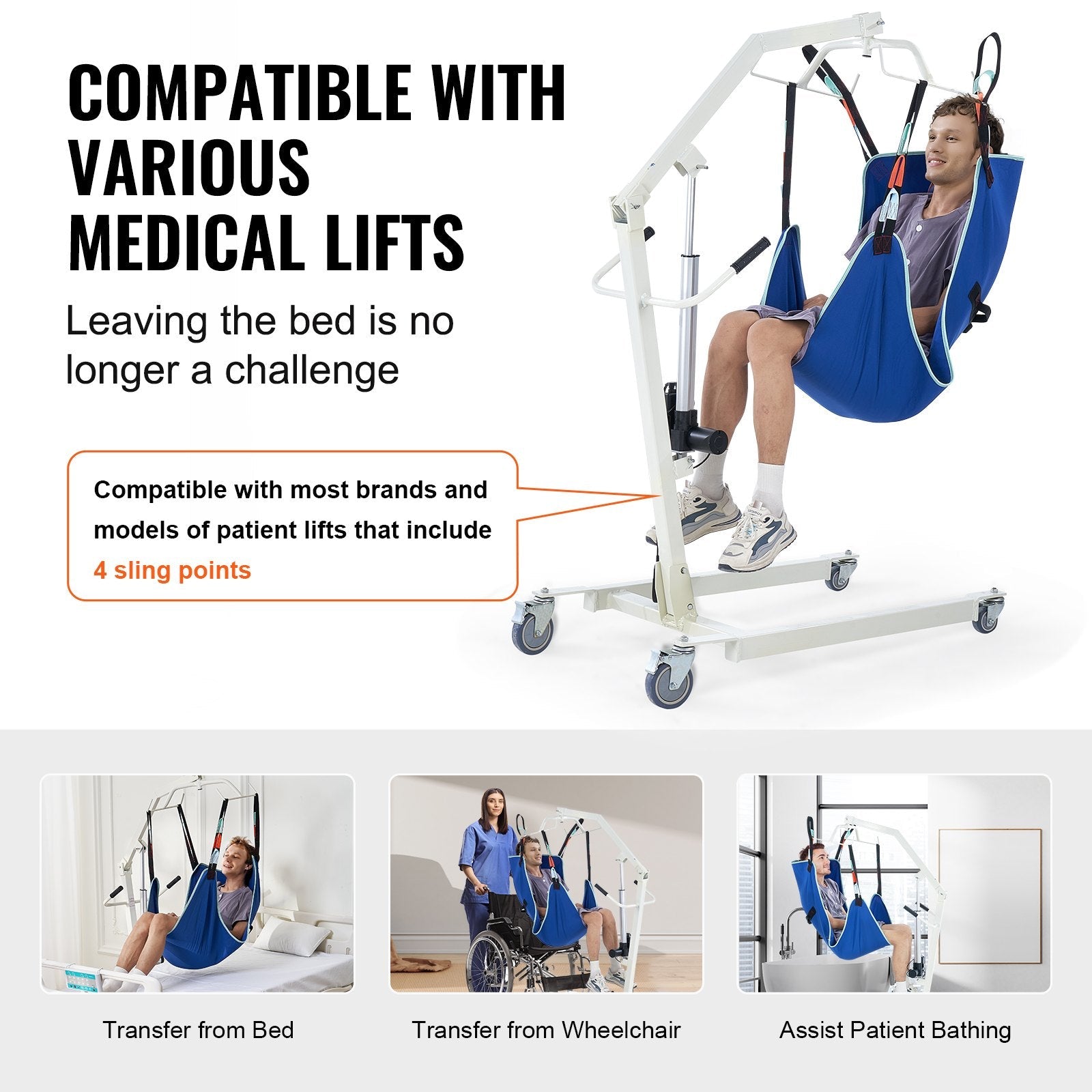 VEVOR Universal Full Body Patient Lift Sling S-Size Patient Lift Medical Aid Sling 