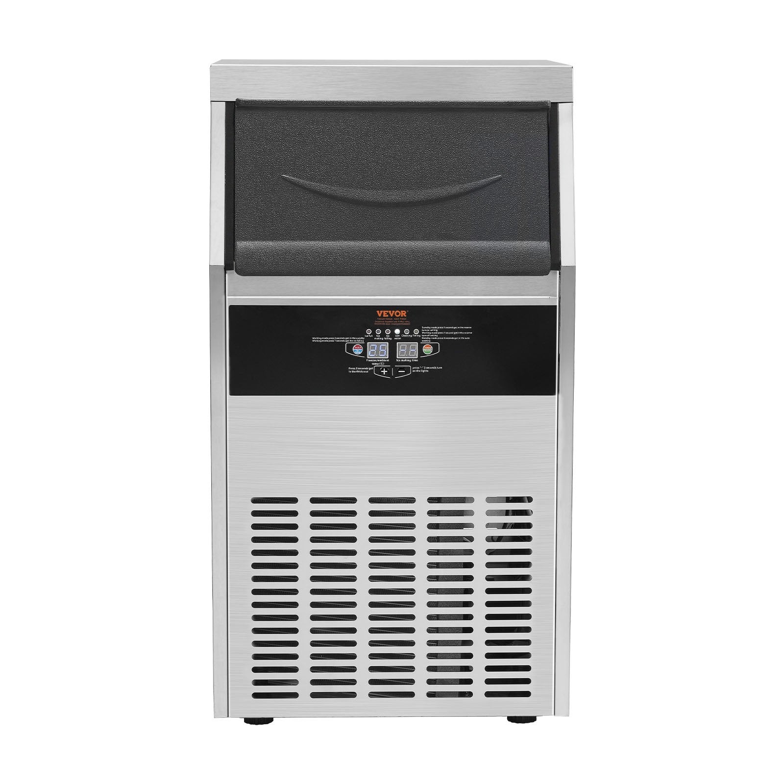 VEVOR Commercial Ice Maker, 150lbs/24H, Ice Maker Machine, 70 Ice Cubes in 12-15 Minutes, Freestanding Cabinet Ice Maker with 33lbs Storage Capacity LED Digital Display, for Bar Home Office Restaurant 