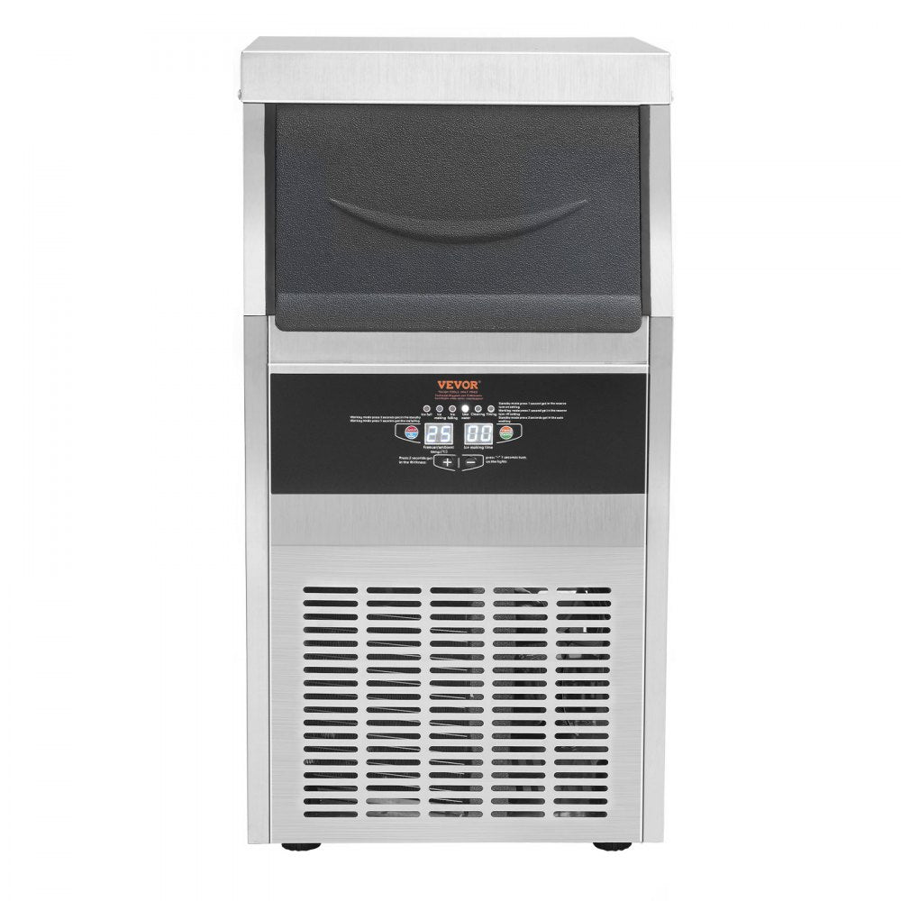 VEVOR Commercial Ice Maker, 90lbs/24H, Ice Maker Machine, 45 Ice Cubes in 12-15 Minutes, Freestanding Cabinet Ice Maker with 24lbs Storage Capacity LED Digital Display, for Bar Home Office Restaurant 