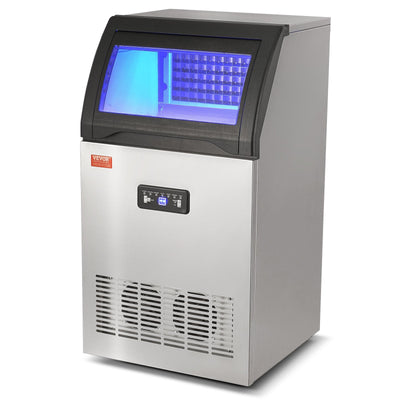 VEVOR Commercial Ice Maker, 130lbs/24H, Ice Maker Machine, 55 Ice Cubes in 12-15 Minutes, Freestanding Cabinet Ice Maker with 24lbs Storage Capacity LED Digital Display, for Bar Home Office Restaurant 