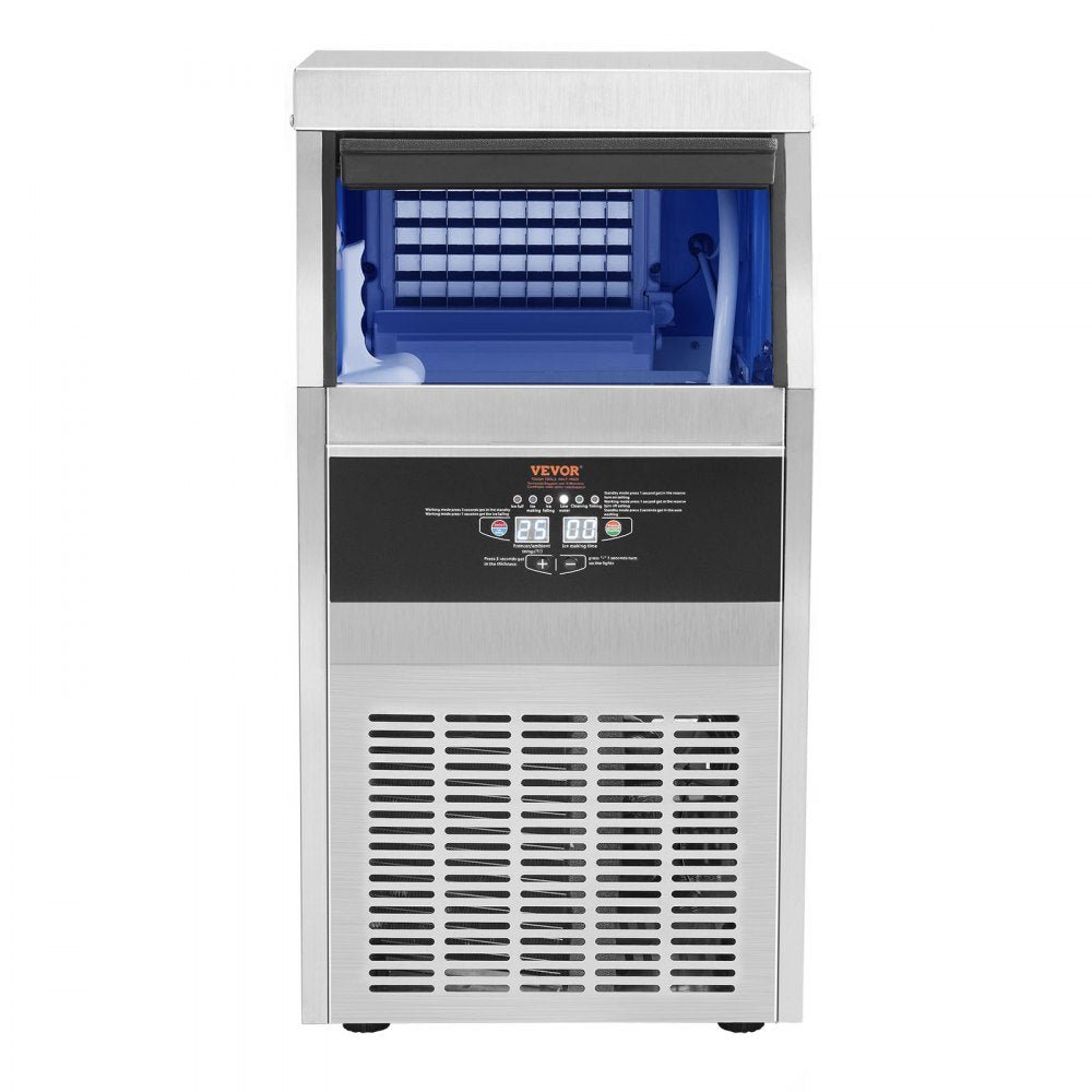 VEVOR Commercial Ice Maker, 80lbs/24H, Ice Maker Machine, 40 Ice Cubes in 12-15 Minutes, Freestanding Cabinet Ice Maker with 24lbs Storage Capacity LED Digital Display, for Bar Home Office Restaurant 