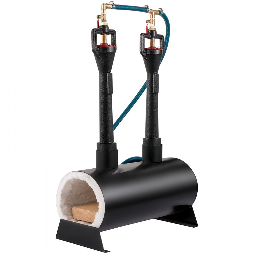 VEVOR Propane Knife Forge, Blacksmithing Forge with Dual Burners, Portable Propane Forge with an Open Structure, Large Capacity Farrier Forge, Square Propane Burner Forge for Knife and Tool Making 