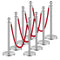 VEVOR 8 Pcs Silver Stanchion Post 4 Red Velvet Ropes Sand Injection Hollow Base