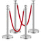 VEVOR 4 Pcs Silver Stanchion Post 2 Red Velvet Ropes Sand Injection Hollow Base