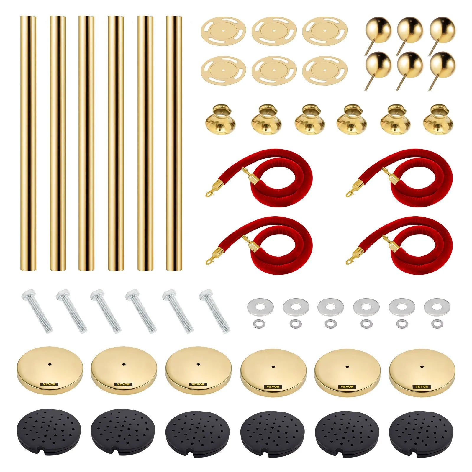 VEVOR Crowd Control Stanchion Posts Silver Post Crowd Control Queue Line 6-Pack