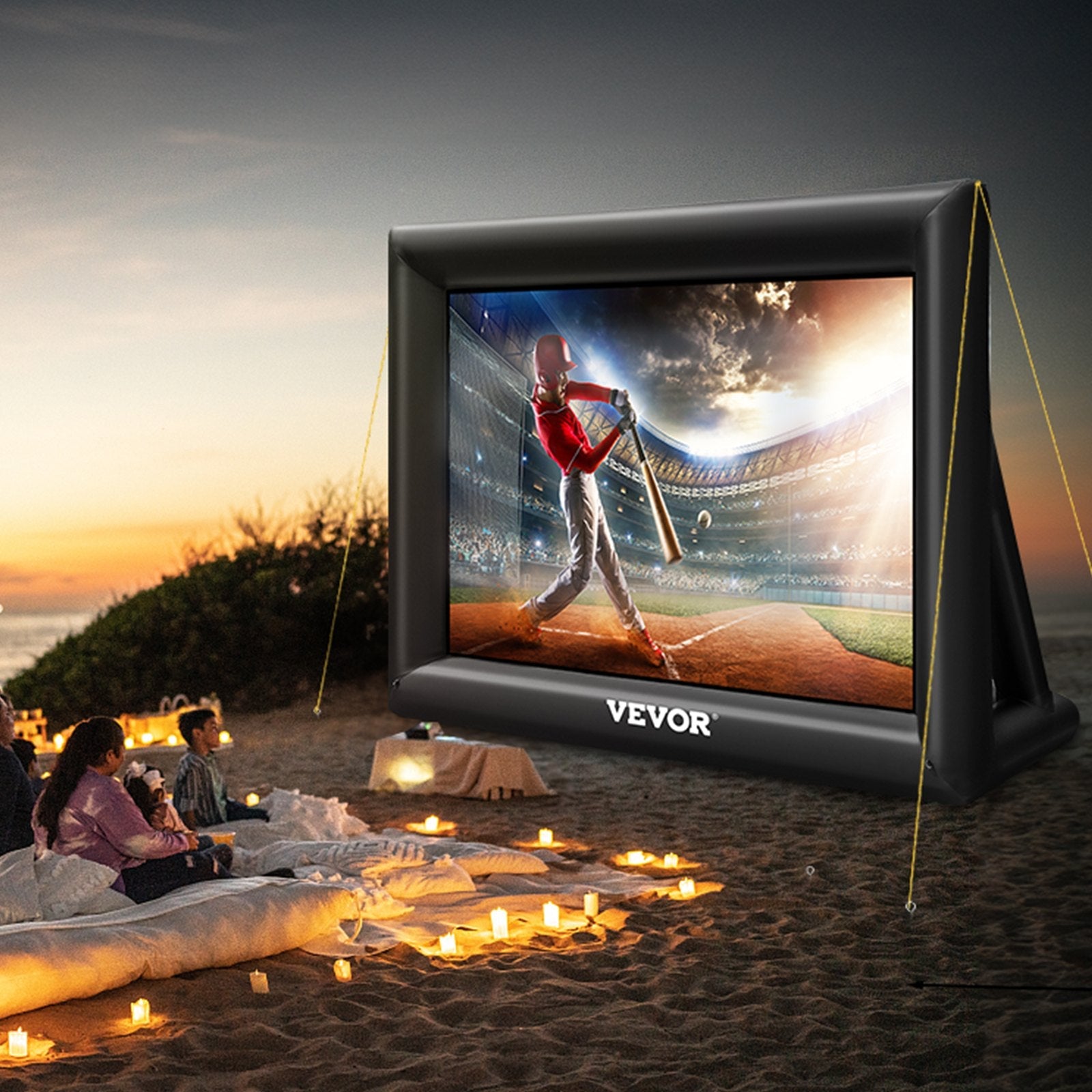 VEVOR Inflatable Movie Screen 20FT Inflatable Projector Screen for outside with 350W Air Blower Inflatable Screen Oxford Fabric Material Blow Up Screen for Outdoor Movie Supports Front/Rear Projection 