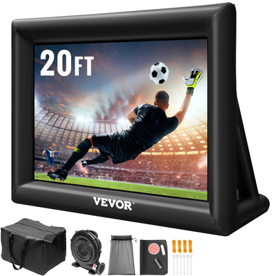 VEVOR Inflatable Movie Screen 20FT Inflatable Projector Screen for outside with 350W Air Blower Inflatable Screen Oxford Fabric Material Blow Up Screen for Outdoor Movie Supports Front/Rear Projection 