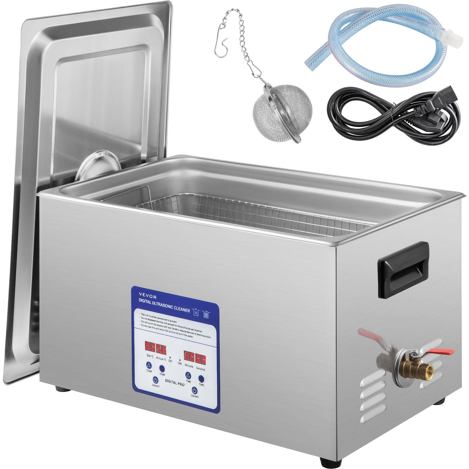 VEVOR Digital Ultrasonic Cleaner 30L Ultrasonic Cleaning Machine 40kHz Sonic Cleaner Machine 316 & 304 Stainless Steel Ultrasonic Cleaner Machine with Heater & Timer for Cleaning Jewelry Glasses Watch 