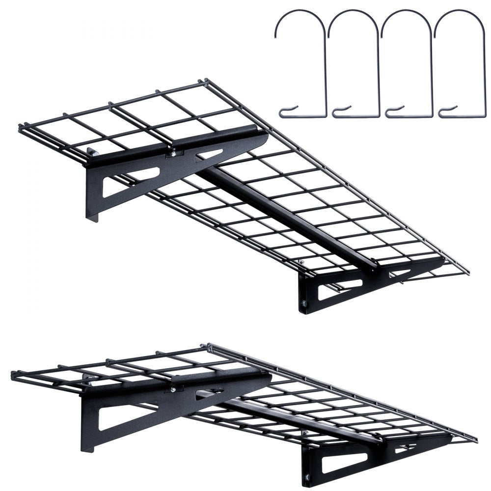 VEVOR Garage Storage Shelving, 2 Pack, 4 x 1 ft Heavy Duty Garage Shelves Wall Mounted, 400 lbs Load Capacity(Total) Garage Storage Rack Floating Shelves, Suitable for Shop, Shed, Garage Storage 