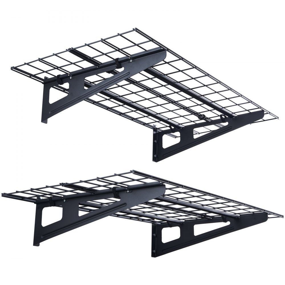 VEVOR Garage Storage Shelving, 2 Pack, 4 x 2 ft Heavy Duty Garage Shelves Wall Mounted, 500 lbs Load Capacity(Total) Garage Storage Rack Floating Shelves, Suitable for Shop, Shed, Garage Storage 