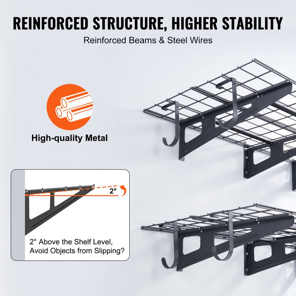 VEVOR Garage Storage Shelving, 2 Pack, 6 x 2 ft Heavy Duty Garage Shelves Wall Mounted, 1000 lbs Load Capacity(Total) Garage Storage Rack Floating Shelves, Suitable for Shop, Shed, Garage Storage 