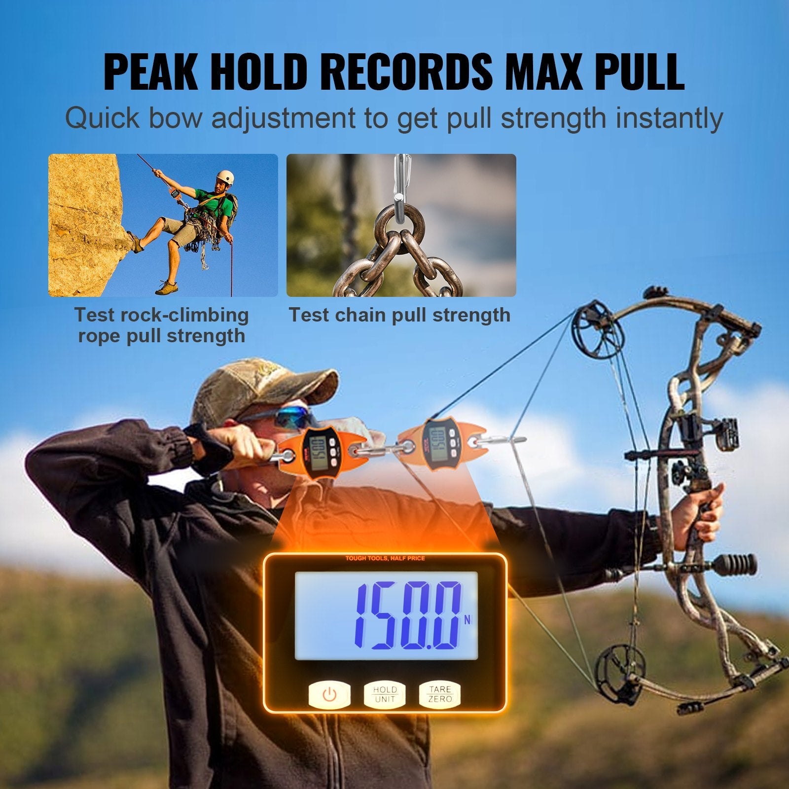 VEVOR Digital Crane Scale, 880 lbs/400 kg, Industrial Heavy Duty Hanging Scale with Cast Aluminum Case & LCD Screen, Handheld Mini Crane with Hooks for Farm, Hunting, Fishing, Outdoor, Garage (Orange) 