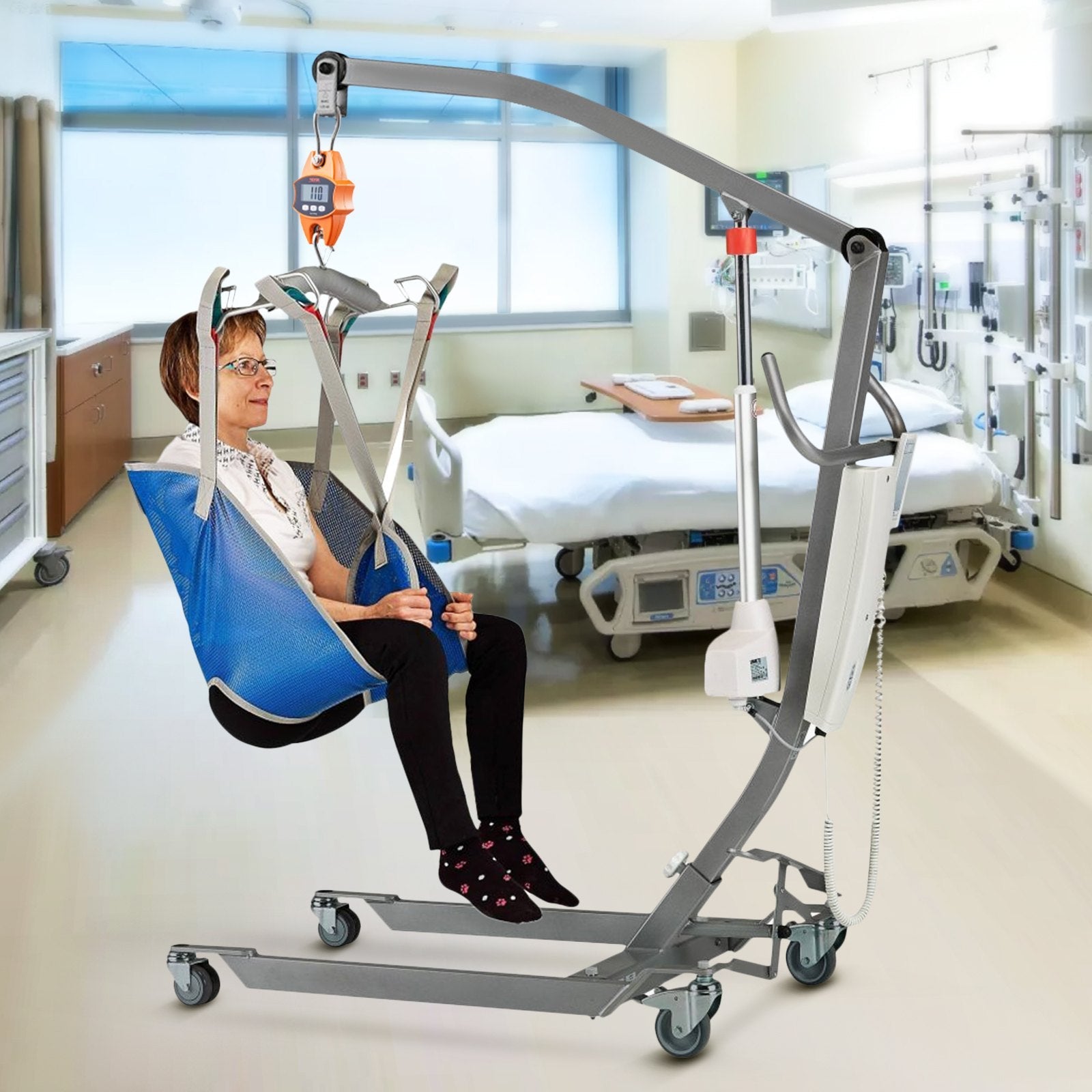 VEVOR Digital Crane Scale, 880 lbs/400 kg, Industrial Heavy Duty Hanging Scale with Cast Aluminum Case & LCD Screen, Handheld Mini Crane with Hooks for Farm, Hunting, Fishing, Outdoor, Garage (Orange) 