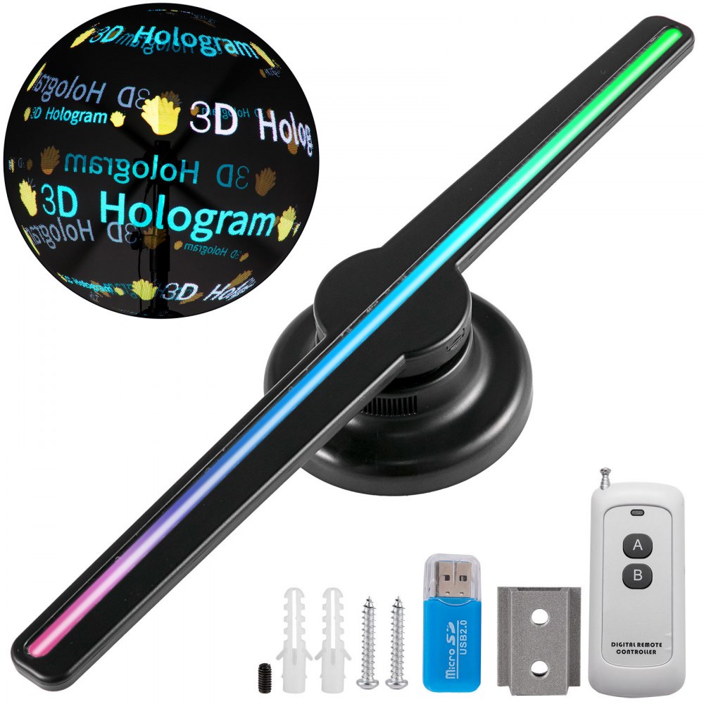 VEVOR 3D Holographic Fan 16.5Inch Hologram Fan with 224 Led Beads Holographic Projector Fan 450x224 Resolution Holographic LED Fan Display Wi-Fi Control for Business,Store,Shop,Holiday Events Display 