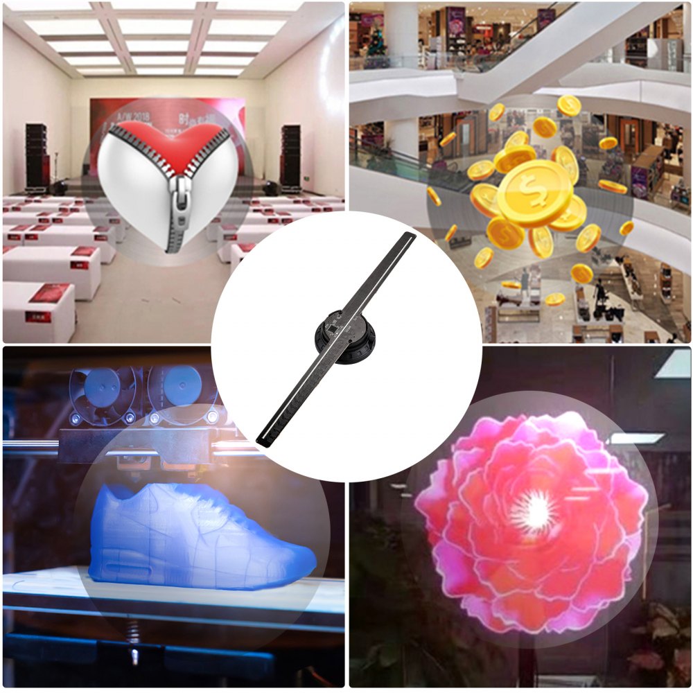 VEVOR 3D Holographic Fan 16.5Inch Hologram Fan with 224 Led Beads Holographic Projector Fan 450x224 Resolution Holographic LED Fan Display Wi-Fi Control for Business,Store,Shop,Holiday Events Display 
