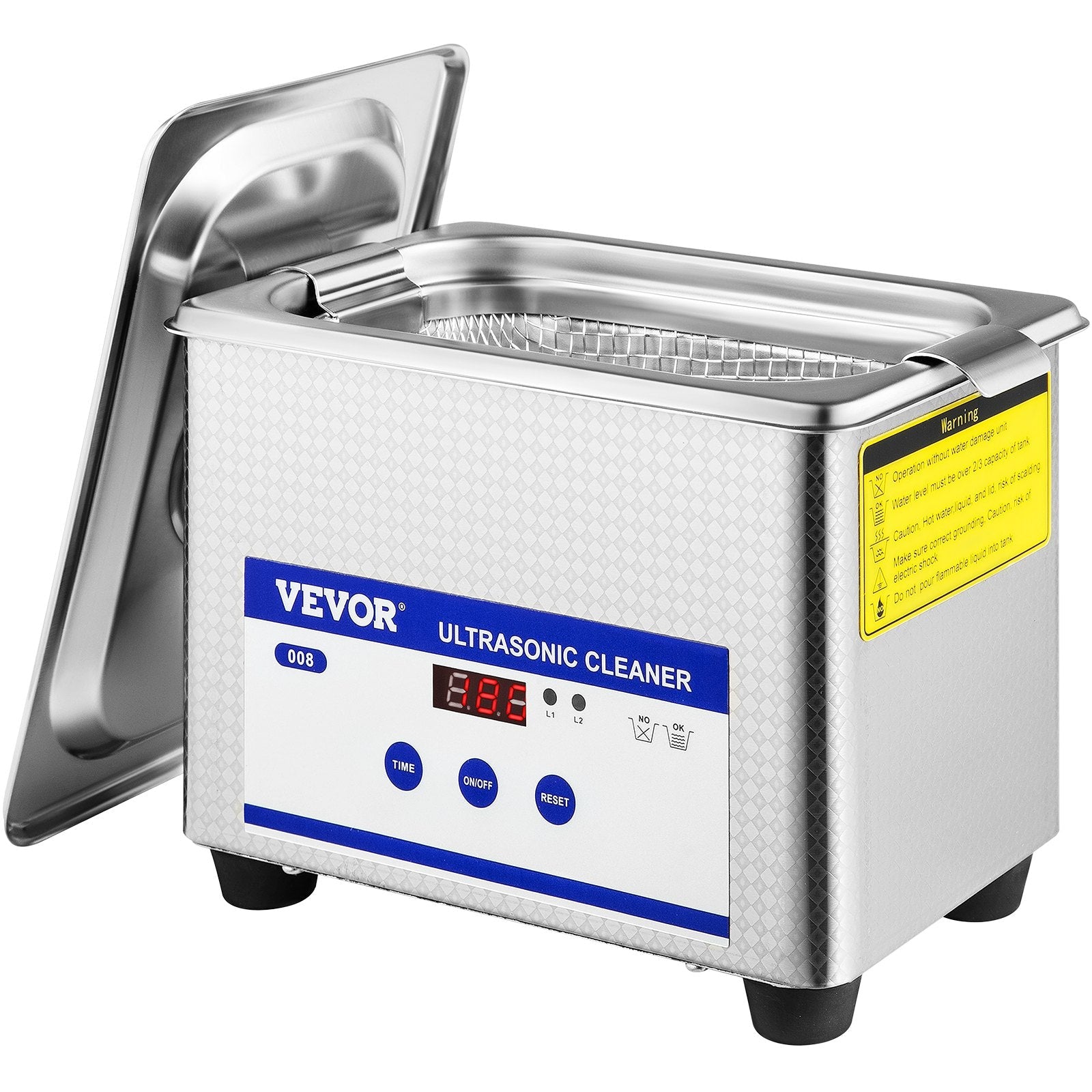 VEVOR 0.8L Professional Ultrasonic Cleaner 304 Stainless Steel Digital Lab Ultrasonic Cleaner with Timer for Jewelry Watch Glasses Circuit Board Dentures Small Parts Dental Instrument (0.8L) 