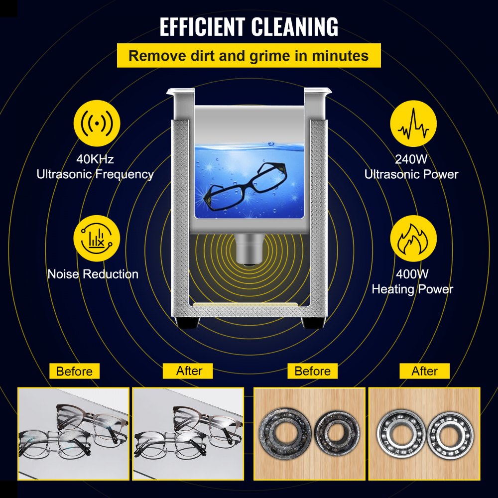 VEVOR 10L Upgraded Ultrasonic Cleaner (200W Heater,400W Ultrasonic) Professional Digital Lab Ultrasonic Cleaner with Heater Timer for Parts Instruments Cleaning 