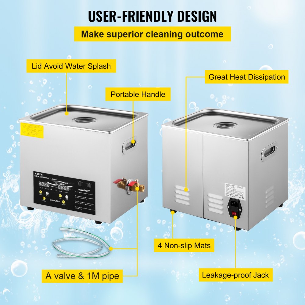VEVOR 10L Upgraded Ultrasonic Cleaner (200W Heater,400W Ultrasonic) Professional Digital Lab Ultrasonic Cleaner with Heater Timer for Parts Instruments Cleaning 