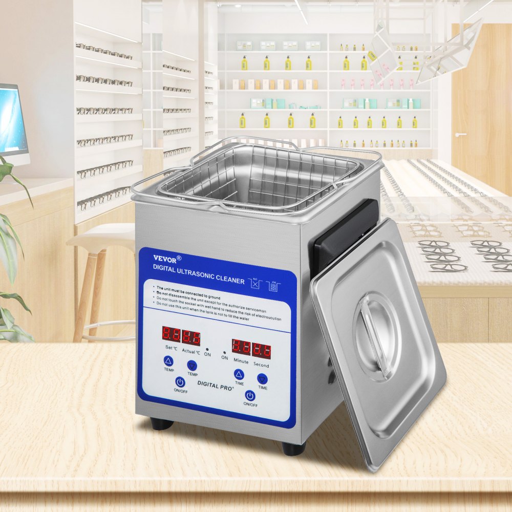 VEVOR Digital Ultrasonic Cleaner 2L Ultrasonic Cleaning Machine 40kHz Sonic Cleaner Machine 316 & 304 Stainless Steel Ultrasonic Cleaner Machine with Heater & Timer for Cleaning Jewelry Glasses Watch 