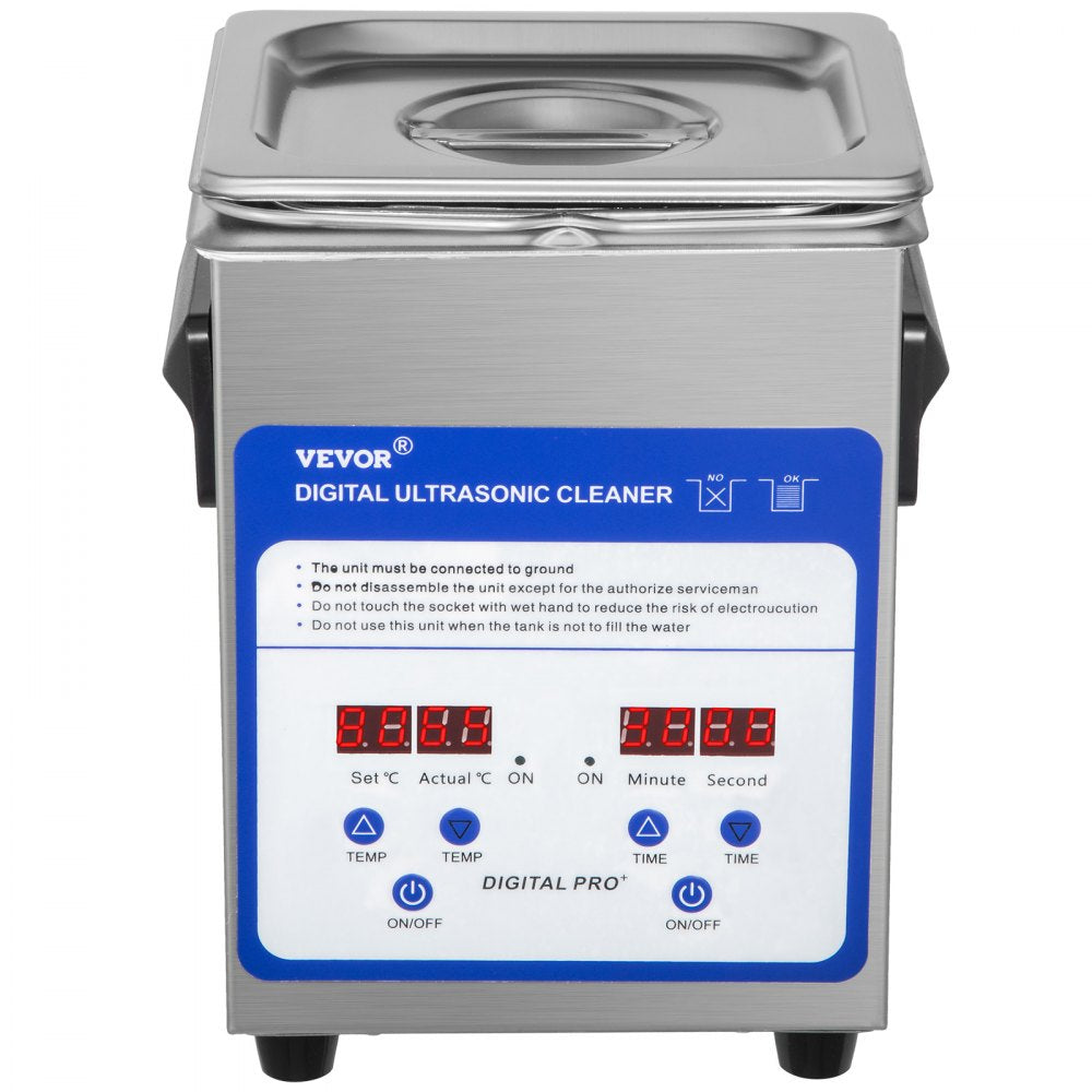 VEVOR Digital Ultrasonic Cleaner 2L Ultrasonic Cleaning Machine 40kHz Sonic Cleaner Machine 316 & 304 Stainless Steel Ultrasonic Cleaner Machine with Heater & Timer for Cleaning Jewelry Glasses Watch 