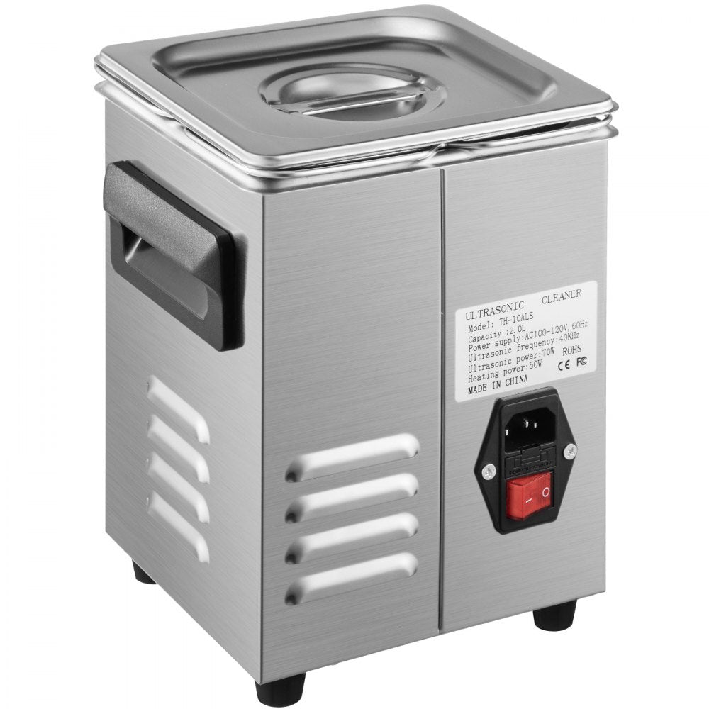 VEVOR Digital Ultrasonic Cleaner 2L Ultrasonic Cleaning Machine 40kHz Sonic Cleaner Machine 316 & 304 Stainless Steel Ultrasonic Cleaner Machine with Heater & Timer for Cleaning Jewelry Glasses Watch 