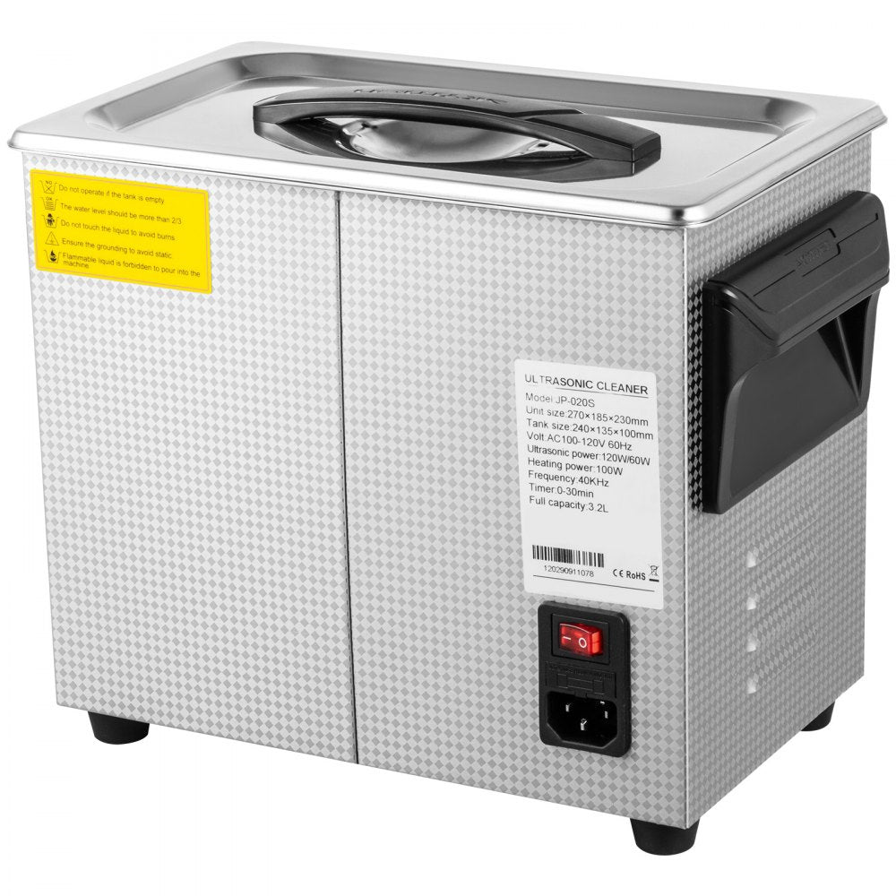 VEVOR Ultrasonic Cleaner 3.2L Semiwave Function 120W/60W Ultrasonic Power 100W Heating Power Upgraded Ultrasonic Cleaner for Jewelry Watch Glasses Small Parts 