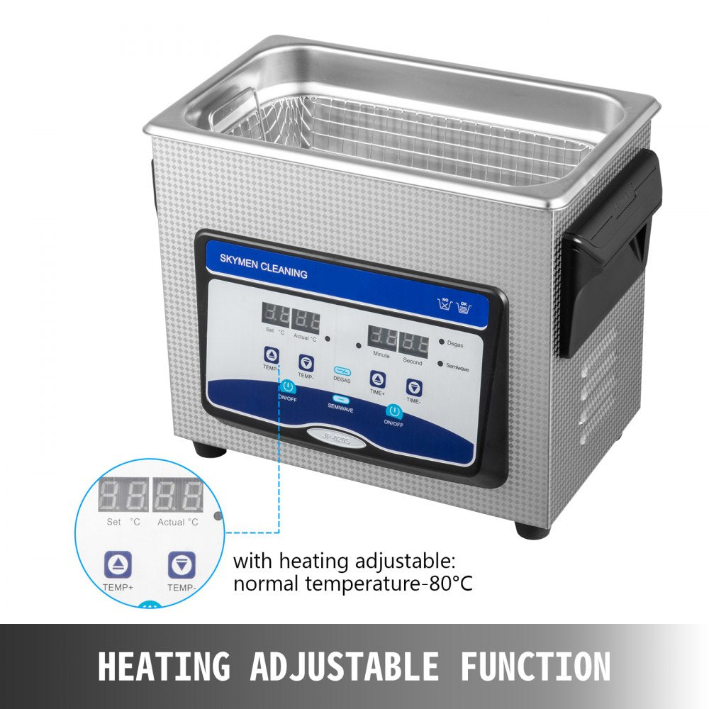 VEVOR Ultrasonic Cleaner 3.2L Semiwave Function 120W/60W Ultrasonic Power 100W Heating Power Upgraded Ultrasonic Cleaner for Jewelry Watch Glasses Small Parts 