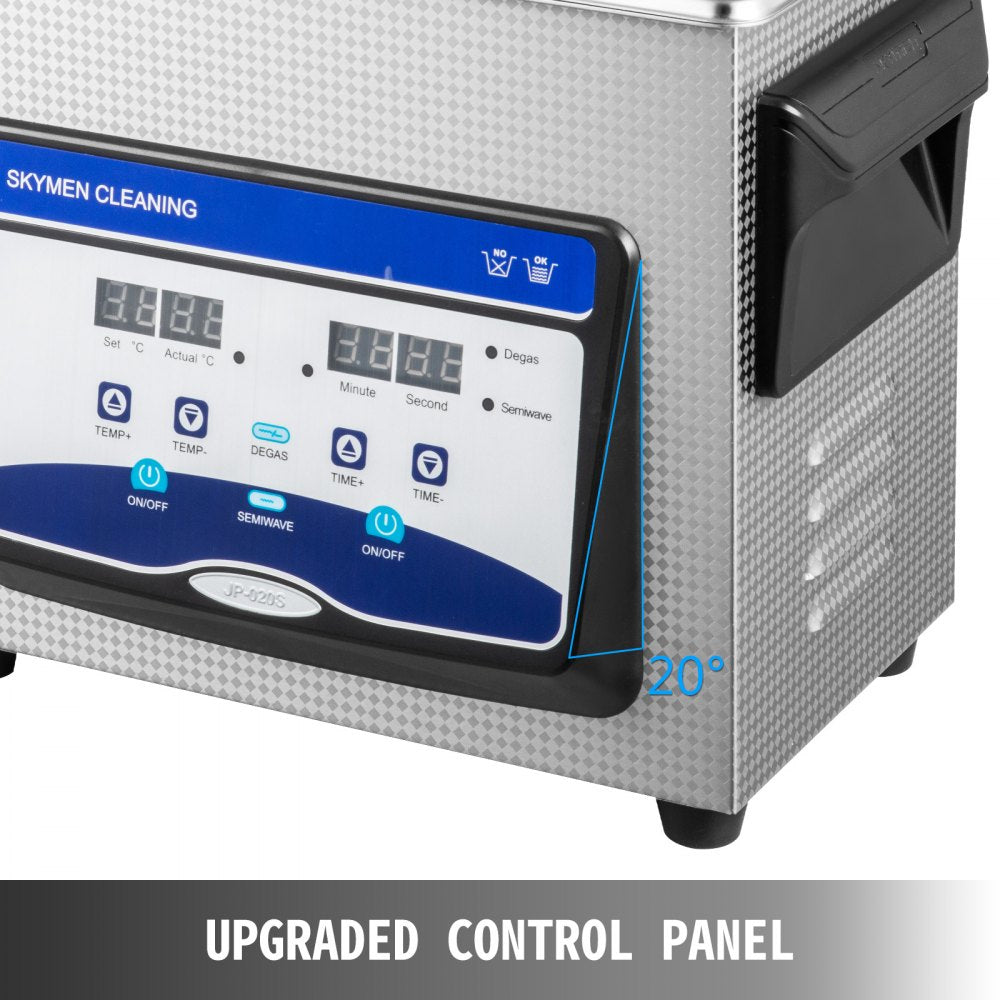 VEVOR Ultrasonic Cleaner 3.2L Semiwave Function 120W/60W Ultrasonic Power 100W Heating Power Upgraded Ultrasonic Cleaner for Jewelry Watch Glasses Small Parts 