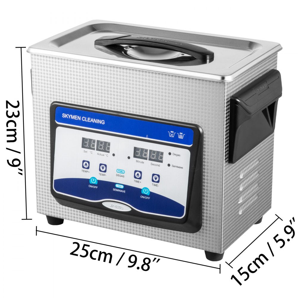 VEVOR Ultrasonic Cleaner 3.2L Semiwave Function 120W/60W Ultrasonic Power 100W Heating Power Upgraded Ultrasonic Cleaner for Jewelry Watch Glasses Small Parts 