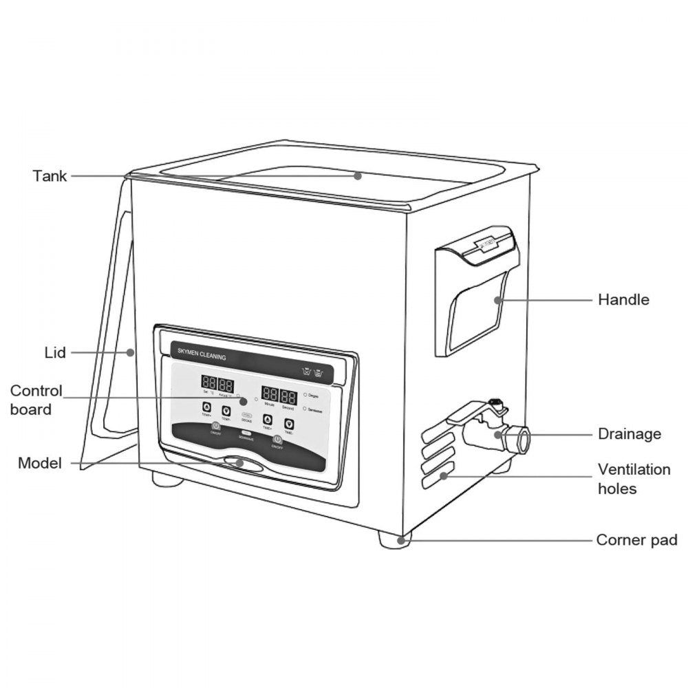 VEVOR Ultrasonic Cleaner 3.2L Semiwave Function 120W/60W Ultrasonic Power 100W Heating Power Upgraded Ultrasonic Cleaner for Jewelry Watch Glasses Small Parts 