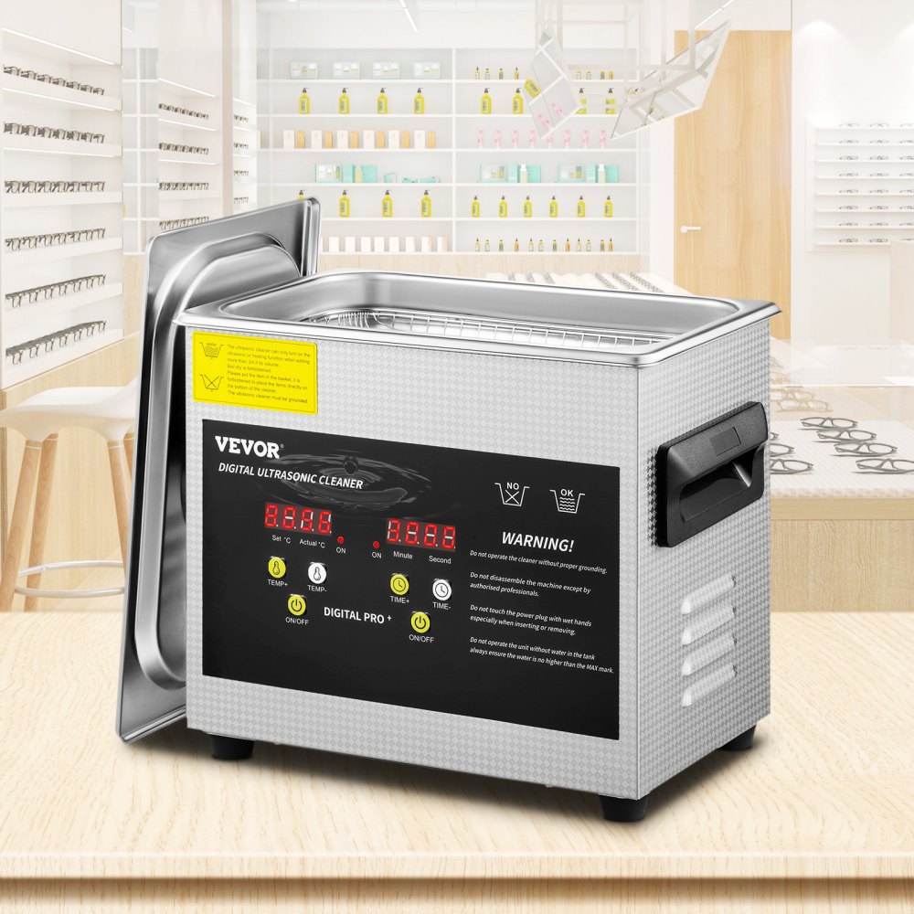 VEVOR Ultrasonic Cleaner 3L Ultrasonic Parts Cleaner 200W 40KHz Stainless Steel Ultrasonic Jewelry Cleaner with Digital Timer Heater for Jewelry Glasses Cleaning 