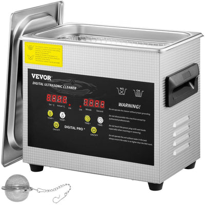 VEVOR Ultrasonic Cleaner 3L Ultrasonic Parts Cleaner 200W 40KHz Stainless Steel Ultrasonic Jewelry Cleaner with Digital Timer Heater for Jewelry Glasses Cleaning 