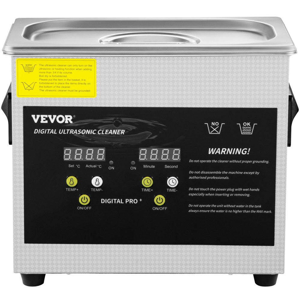 VEVOR Ultrasonic Cleaner 3L Ultrasonic Parts Cleaner 200W 40KHz Stainless Steel Ultrasonic Jewelry Cleaner with Digital Timer Heater for Jewelry Glasses Cleaning 