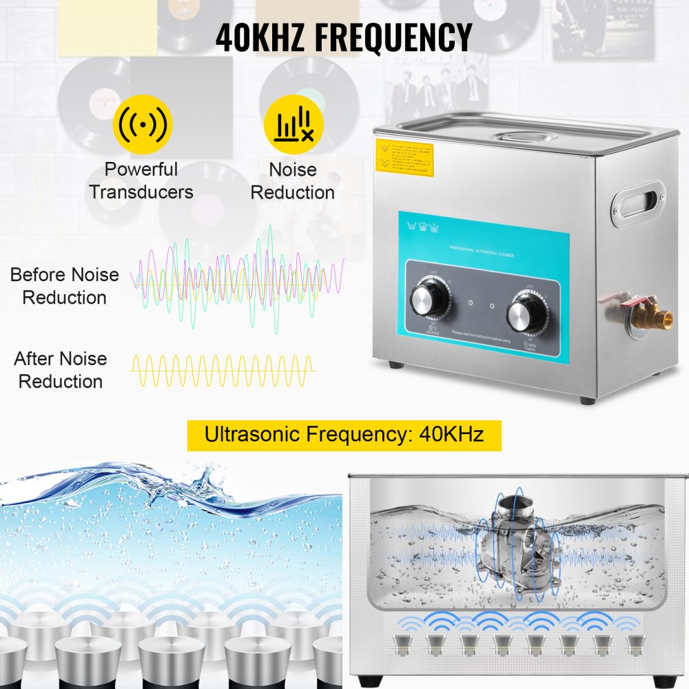 Ultrasonic Jewelry Cleaner with Heater Timer for Cleaning Eyeglass Rings Dentures Music Instruments 