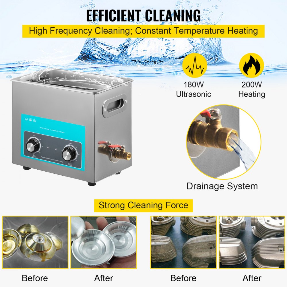 Ultrasonic Jewelry Cleaner with Heater Timer for Cleaning Eyeglass Rings Dentures Music Instruments 