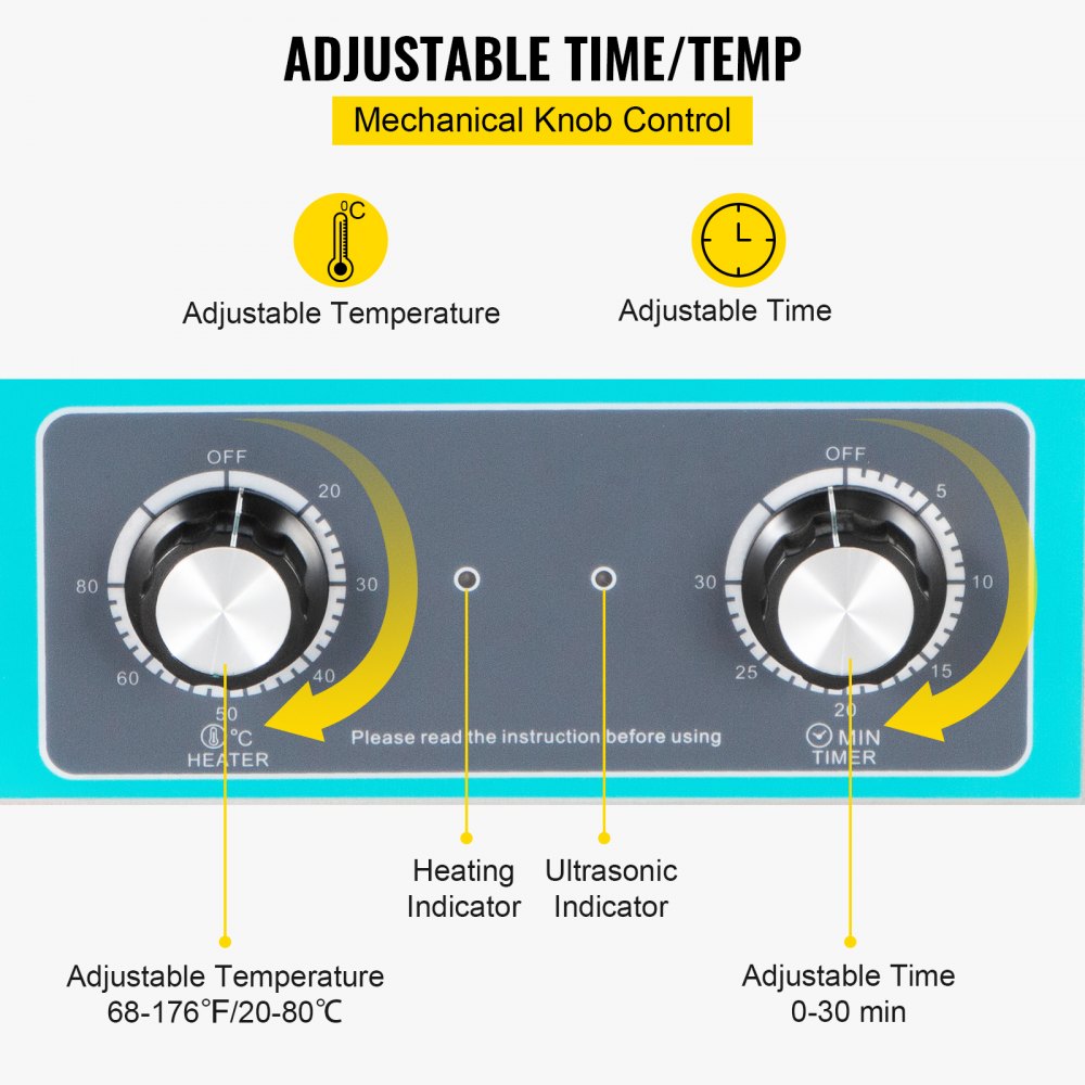 Ultrasonic Jewelry Cleaner with Heater Timer for Cleaning Eyeglass Rings Dentures Music Instruments 