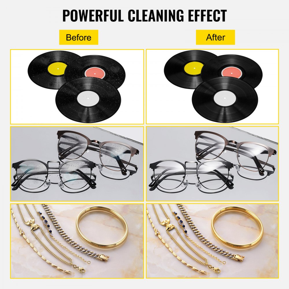 VEVOR Ultrasonic Vinyl Record Cleaner 6L 40kHz Vinyl Ultrasonic Cleaning Machine 304 Stainless Steel Record Ultrasonic Cleaner 6 Records w/ Drying Rack Vinyl Sonic Cleaner w/ Adjustable Heater & Timer 